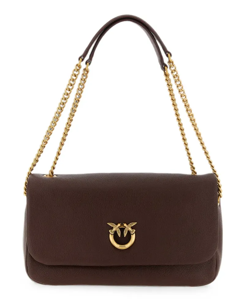 Pinko Love Birds hammered leather shoulder bag - Braun Braun
