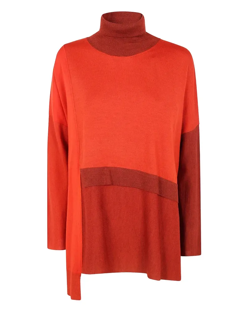 Pier Antonio Gaspari Rollkragenpullover in Colour-Block-Optik - Rot Rot