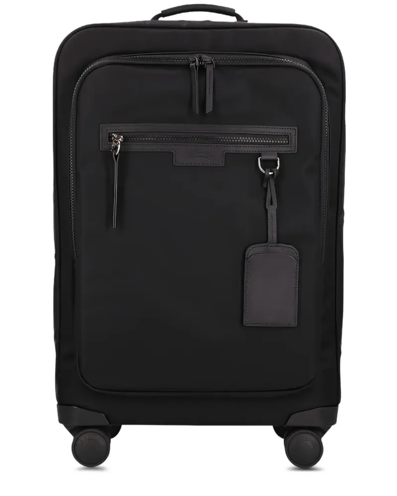 Longchamp Rollkoffer mit Lederbesatz - Schwarz Schwarz