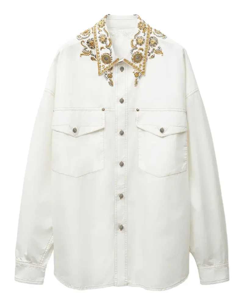 Versace embroidered cotton-poplin shirt - Weiß Weiß