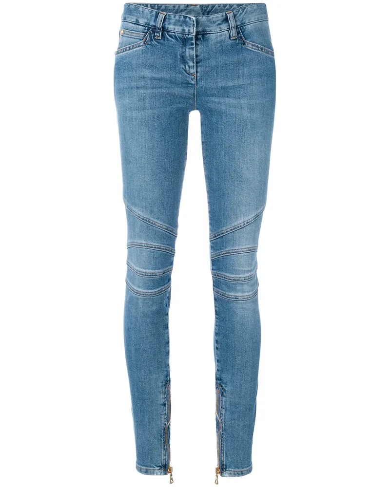 Balmain Biker-Jeans mit schmalem Bein - Blau Blau