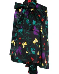 Sacai Satinbluse mit Blumen-Print Schwarz