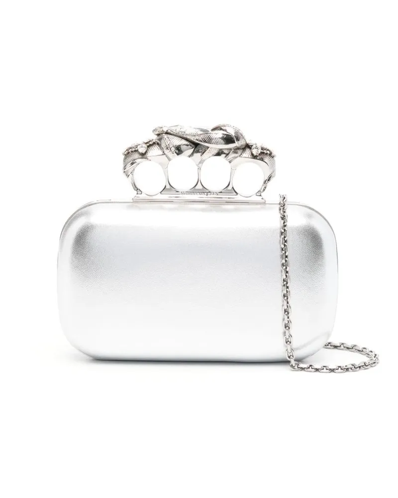 Alexander McQueen Snake Knuckle Clutch Silber