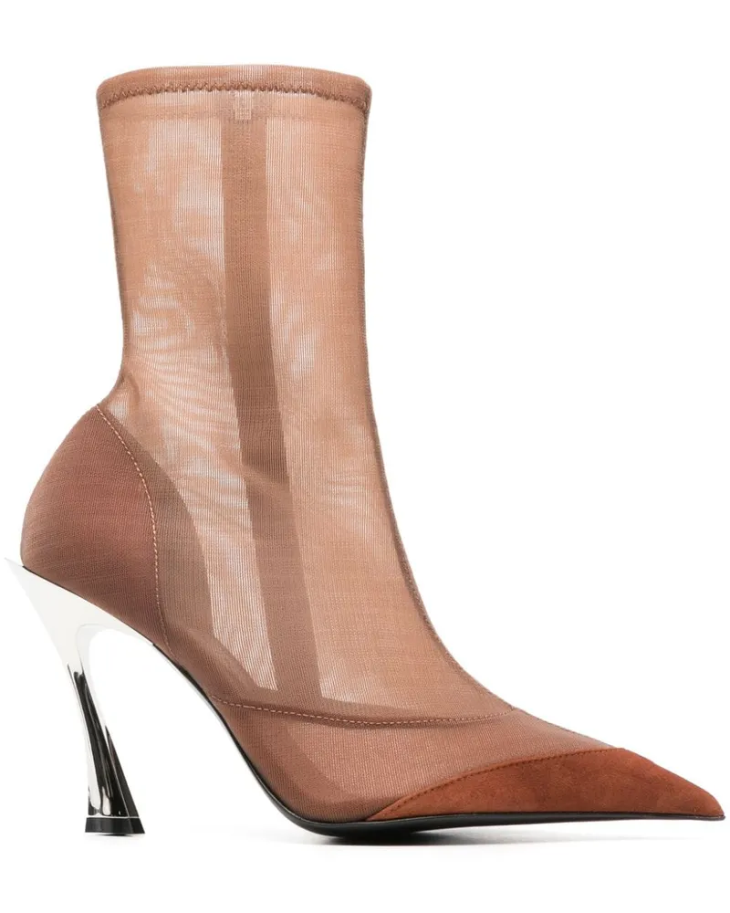 Thierry Mugler Mesh-Stiefel 95mm - Nude Nude