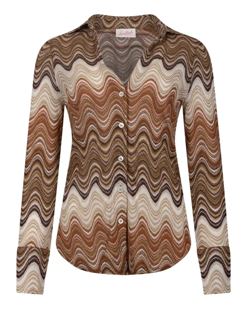MC2 Saint Barth zigzag-knit long-sleeve shirt - Braun Braun