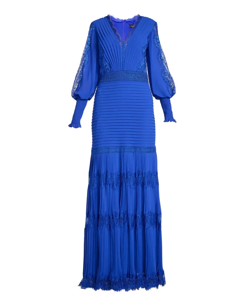 Tadashi Shoji maxi Nyssa Bishop lace-panelled pleated dress - Blau Blau
