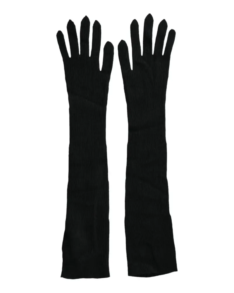 Dolce & Gabbana Handschuhe aus geripptem Strick - Schwarz Schwarz