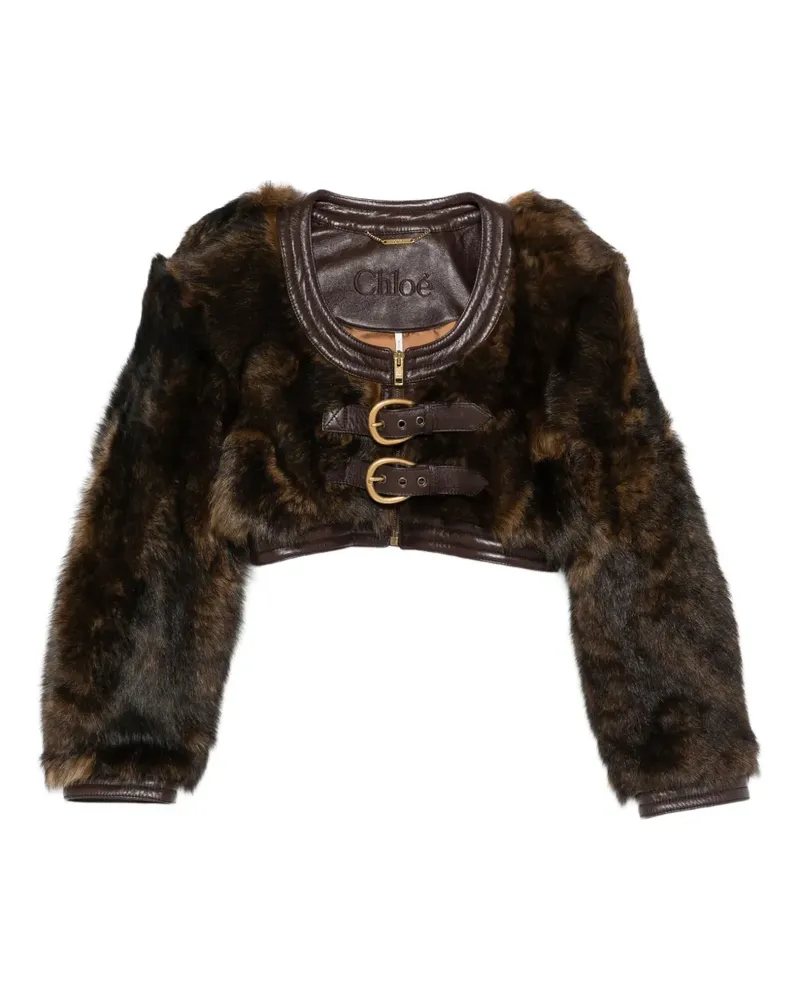 Chloé shearling cropped jacket - Braun Braun