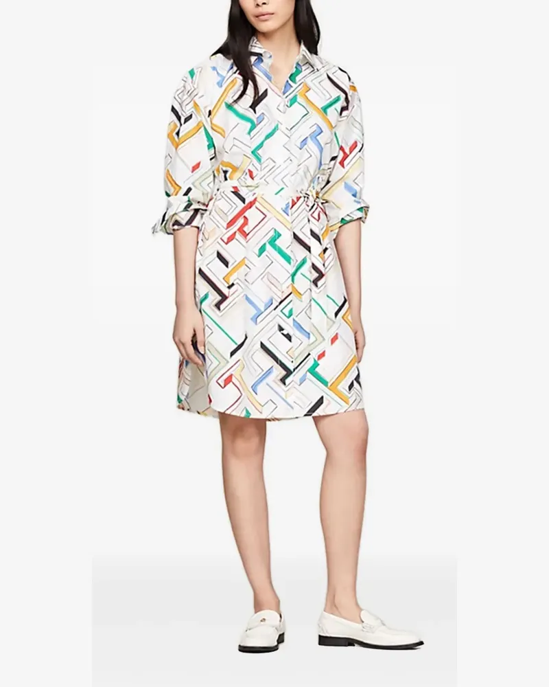 Tommy Hilfiger Hemdkleid mit Monogramm-Print - Weiß Weiß