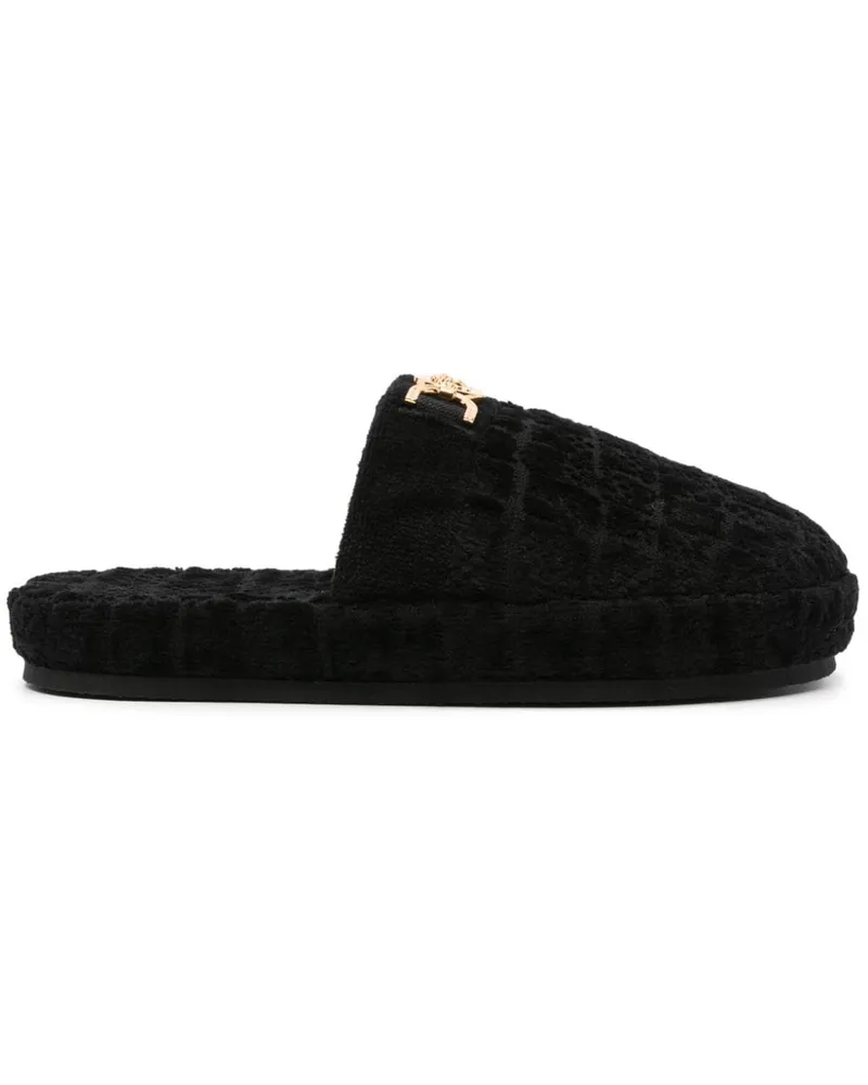 Versace Icon Slipper mit Medusa-Schild - Schwarz Schwarz