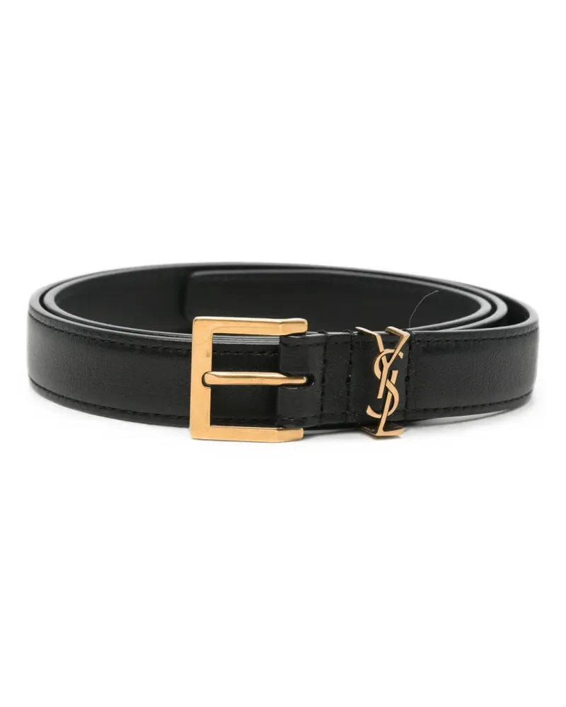 Saint Laurent Gürtel mit YSL-Schild - Schwarz Schwarz