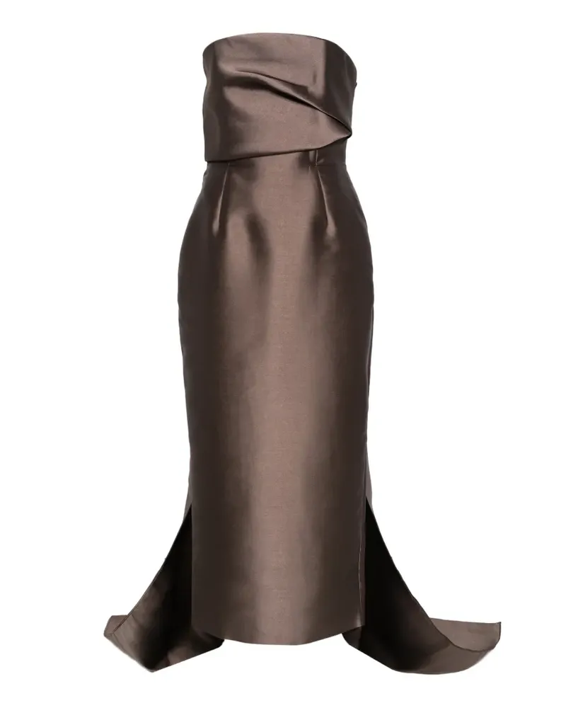 Solace London Schulterfreies Kiki Maxikleid mit Schlitz - Braun Braun