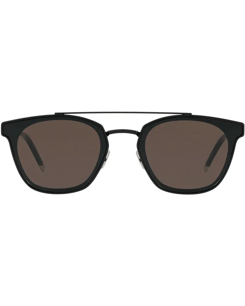 Saint Laurent Runde Sonnenbrille mit Doppelsteg - Schwarz Schwarz
