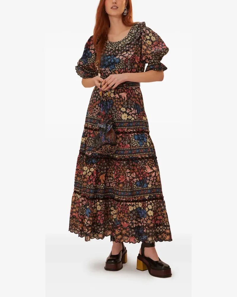FARM Rio Gestuftes Maxikleid mit Perlengürtel - Blau Blau