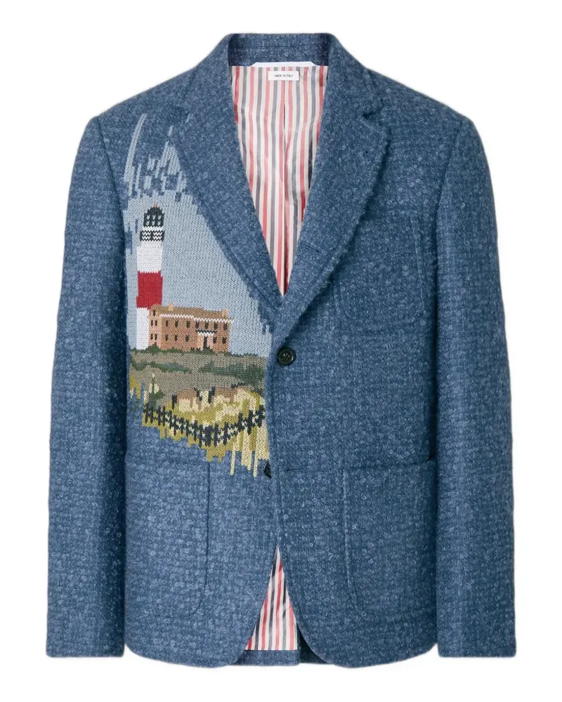 Thom Browne Smoking-Jacke mit Leuchtturmstickerei - Blau Blau