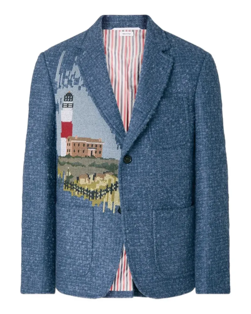 Thom Browne Smoking-Jacke mit Leuchtturmstickerei - Blau Blau