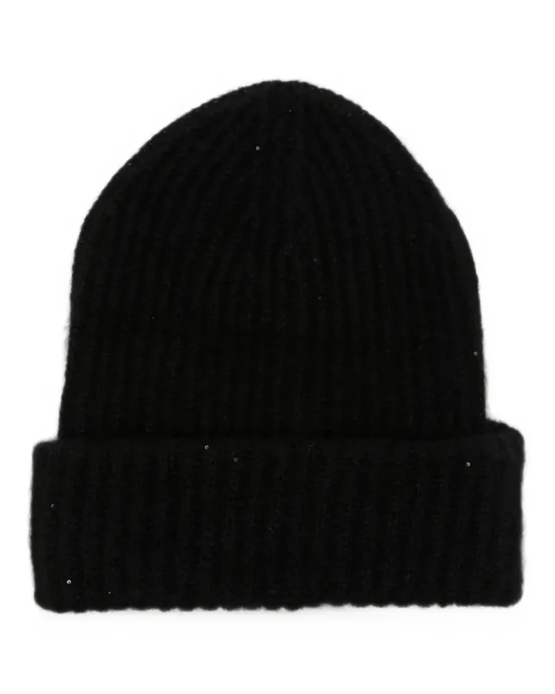 Roberto Collina ribbed-knit sequin-embellished beanie hat - Schwarz Schwarz