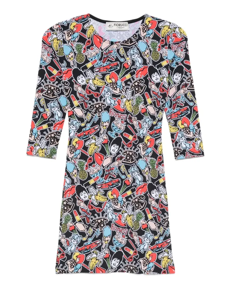 Fiorucci graphic-print mini dress - Schwarz Schwarz