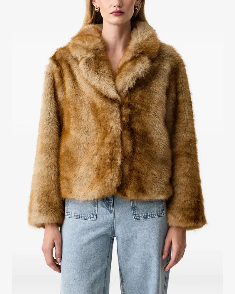 Silvian Heach faux-fur notch-lapel jacket - Braun Braun