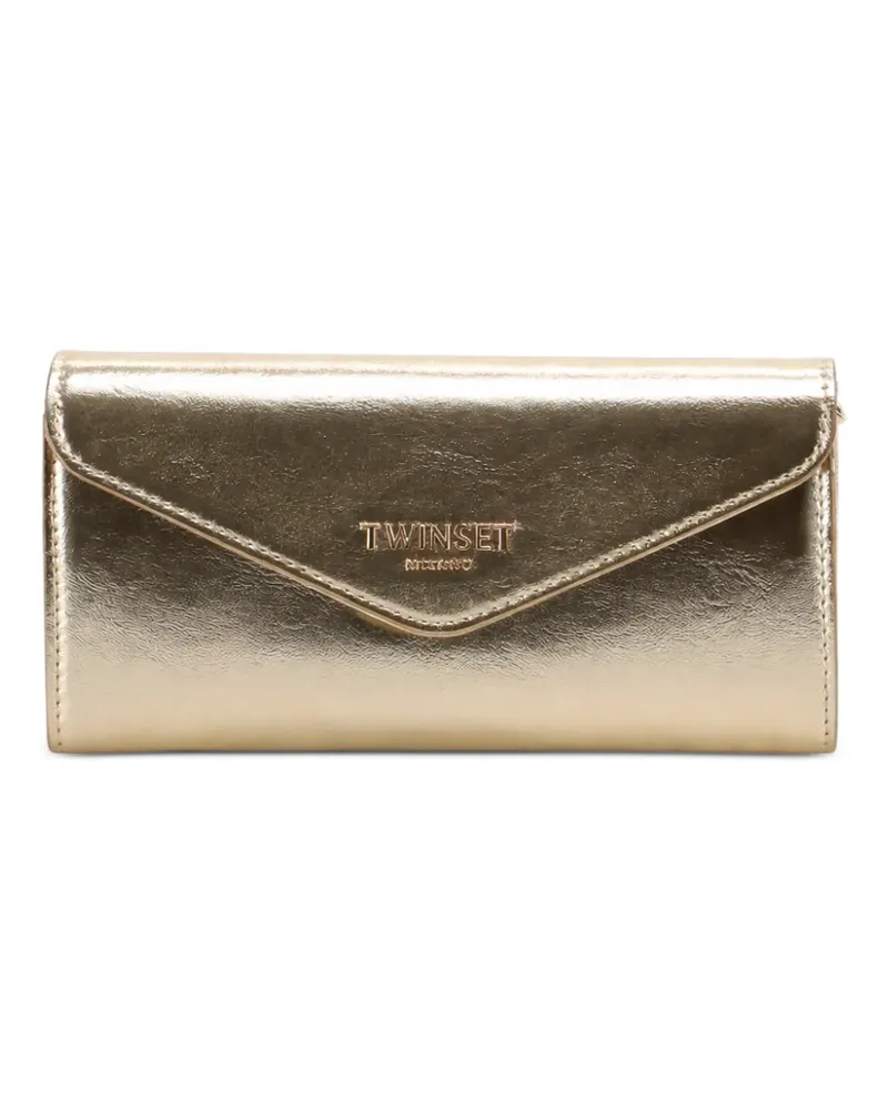 Twin-Set logo-detail flap wallet - Gold Gold