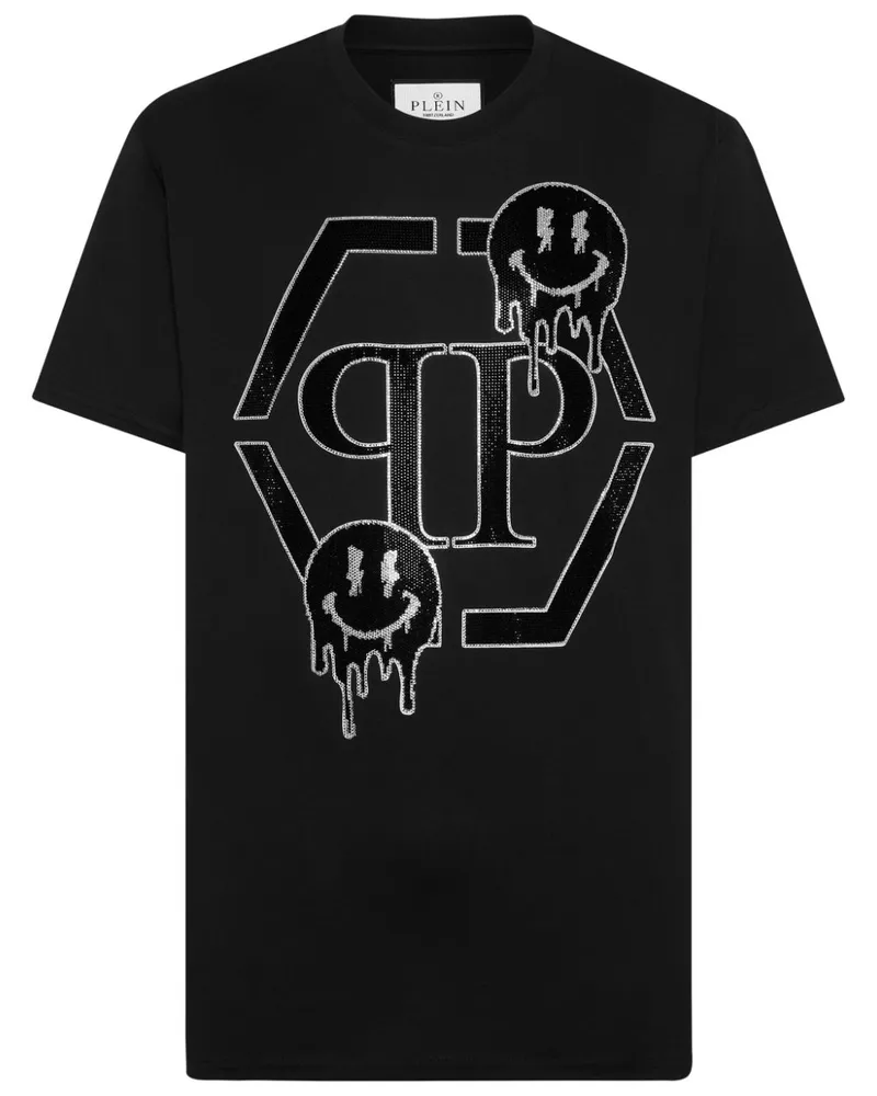 Philipp Plein Smile T-Shirt mit Strassverzierung - Schwarz Schwarz