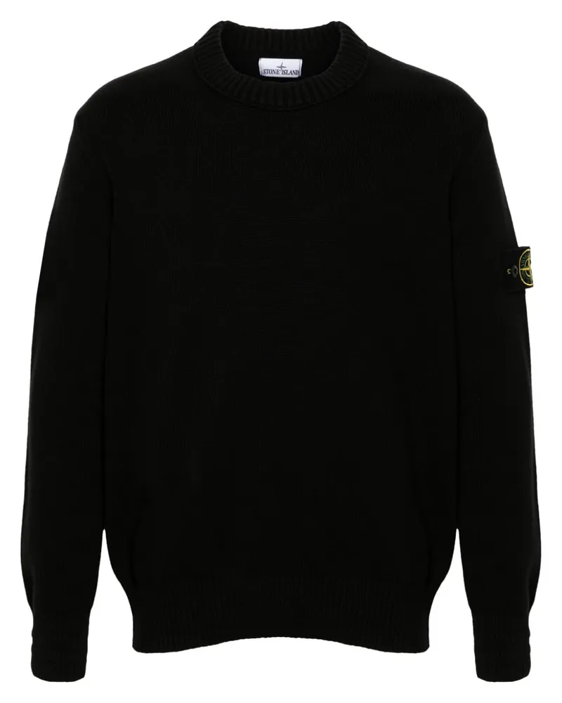 Stone Island Pullover mit Kompass-Patch - Schwarz Schwarz