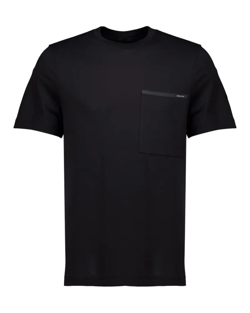 Moncler T-Shirt aus Baumwolljersey mit Brusttasche - Schwarz Schwarz