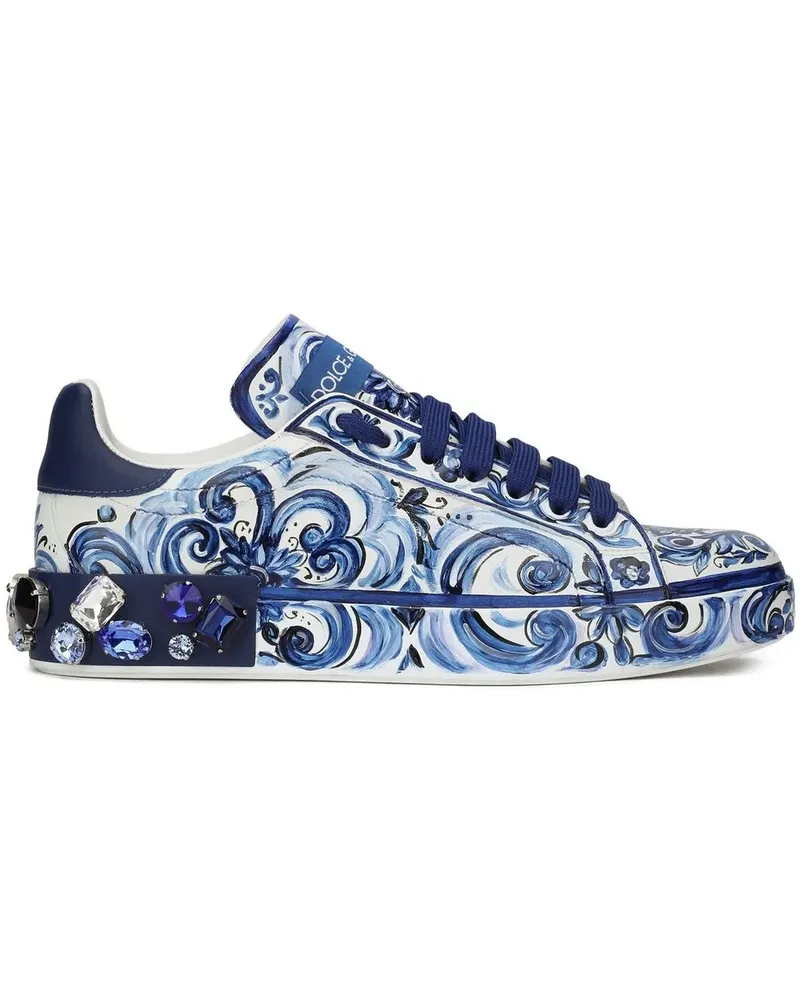 Dolce & Gabbana Portofino Sneakers mit Majolica-Print - Blau Blau