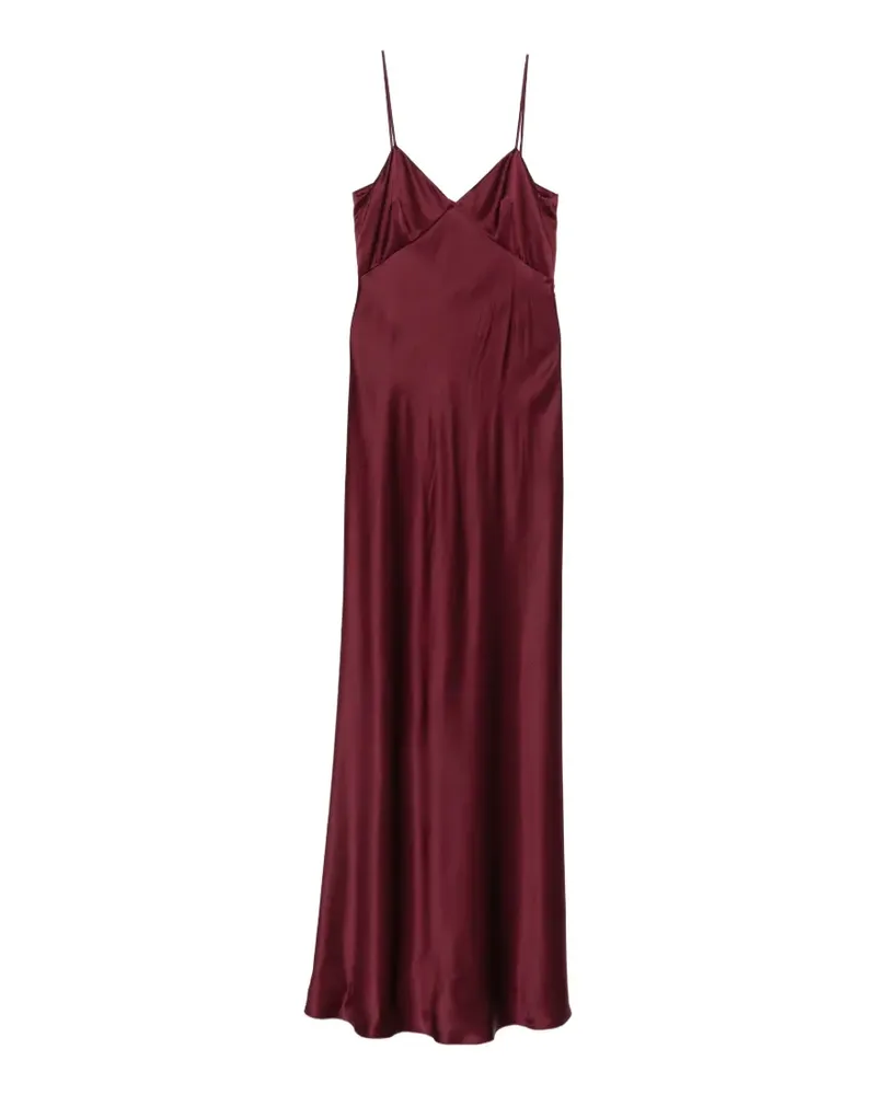 Max Mara Maxikleid aus Satin mit Spaghettiträgern - Rot Rot