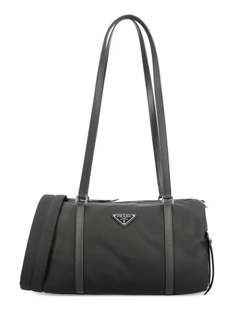 Prada logo-plaque shoulder bag - Schwarz Schwarz