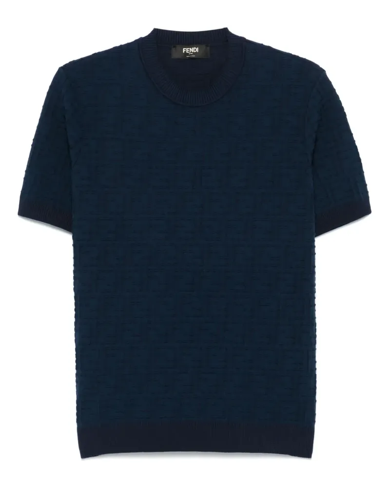 Fendi T-Shirt mit FF-Stickerei - Blau Blau