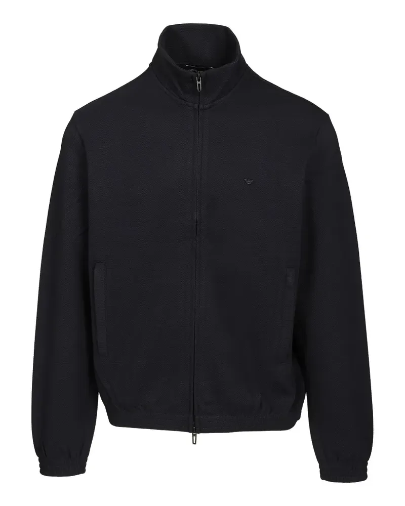 Emporio Armani full-zip textured sweater - Blau Blau