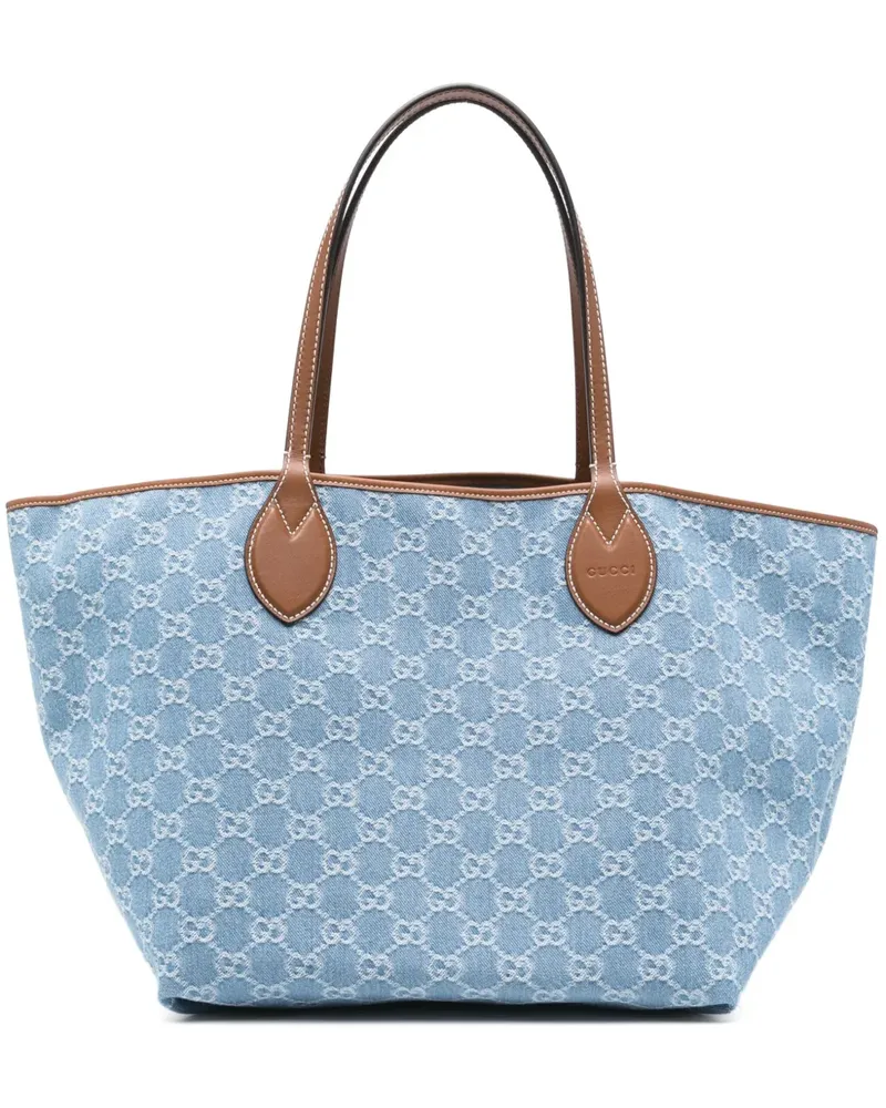 Gucci Totissima Jeans-Tote Bag mit Monogrammmuster - Blau Blau