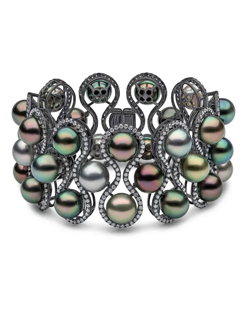 YOKO London Duchess Multi Row Tahitian Armband mit Diamanten - Silber Silber
