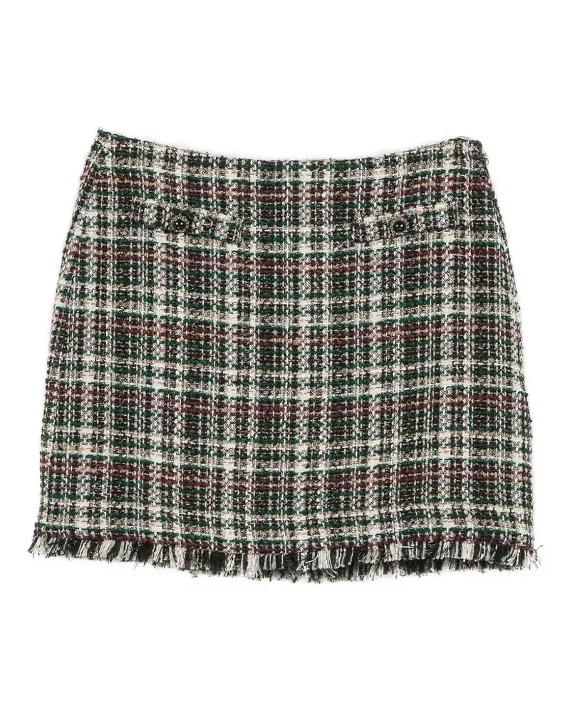 Twin-Set check-pattern frayed-edge short skirt - Schwarz Schwarz