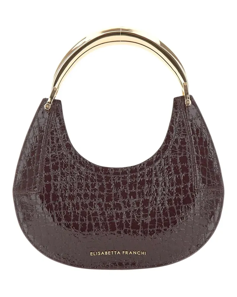 Elisabetta Franchi Hobo Tote Bag mit Schmuckgriff in Kroko-Optik - Rot Rot