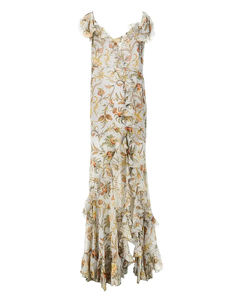 Etro ruffled floral maxi dress - Grau Grau