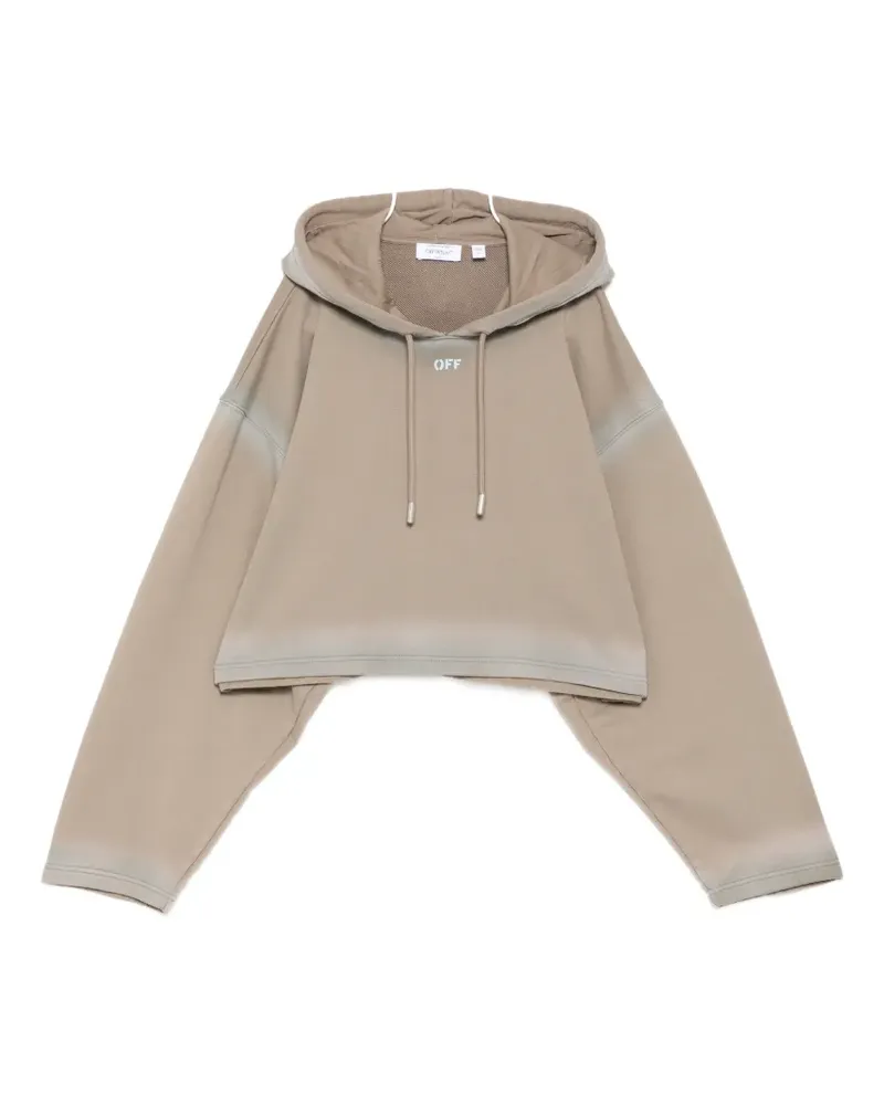 OFF-WHITE spray-effect logo stamped hoodie - Nude Nude