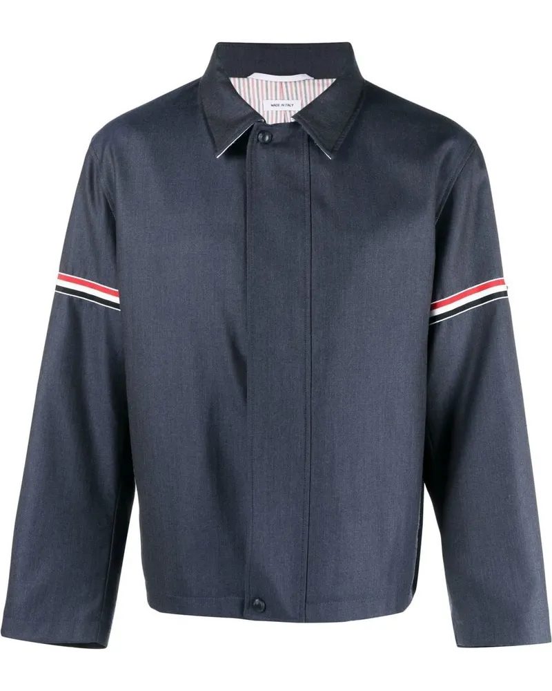 Thom Browne Hemdjacke mit Signature-Streifen - Blau Blau