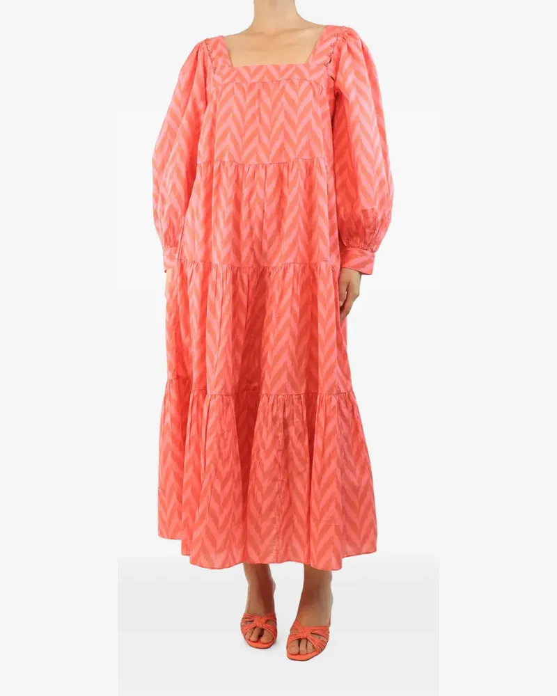 Ulla Johnson zigzag tiered midi dress - Orange Orange