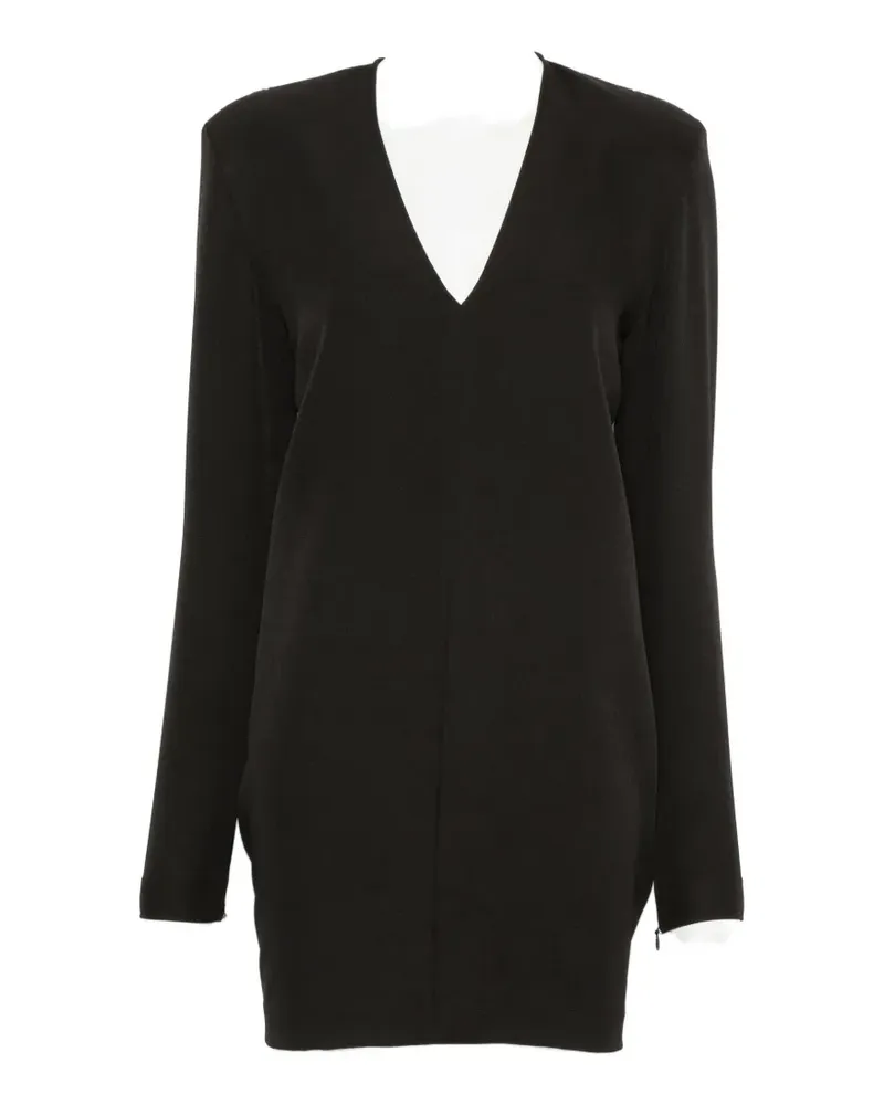 Federica Tosi padded-shoulder V-neck mini dress - Schwarz Schwarz