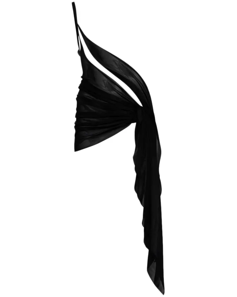 Thierry Mugler One-Shoulder-Kaftan - Schwarz Schwarz