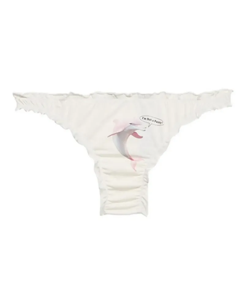 Blumarine Slip mit Delfin-Print - Weiß Weiß