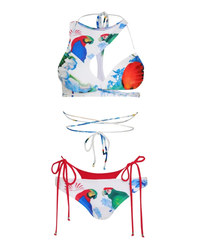 Amir Slama cut-out floral-print bikini set - Weiß Weiß