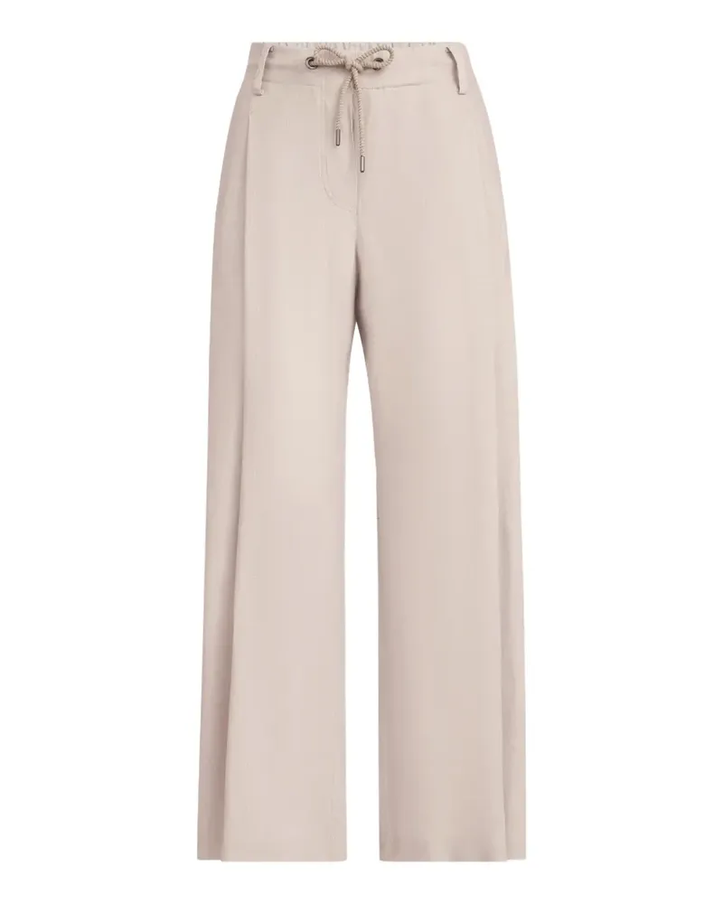 Brunello Cucinelli linen trousers with drawstring and monili - Nude Nude