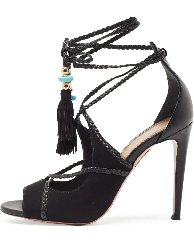 Aquazzura Sandalen aus Leder 110mm - Schwarz Schwarz