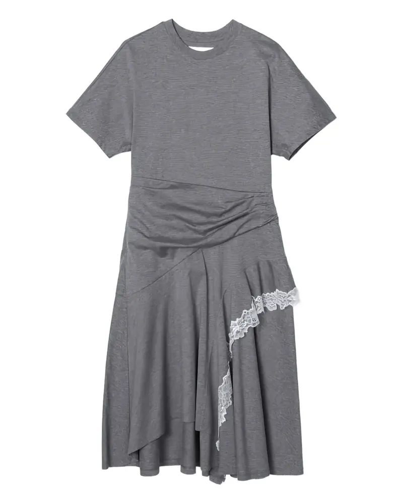 3.1 phillip lim Asymmetrisches Rüschenkleid mit Spitzenbesatz - Grau Grau
