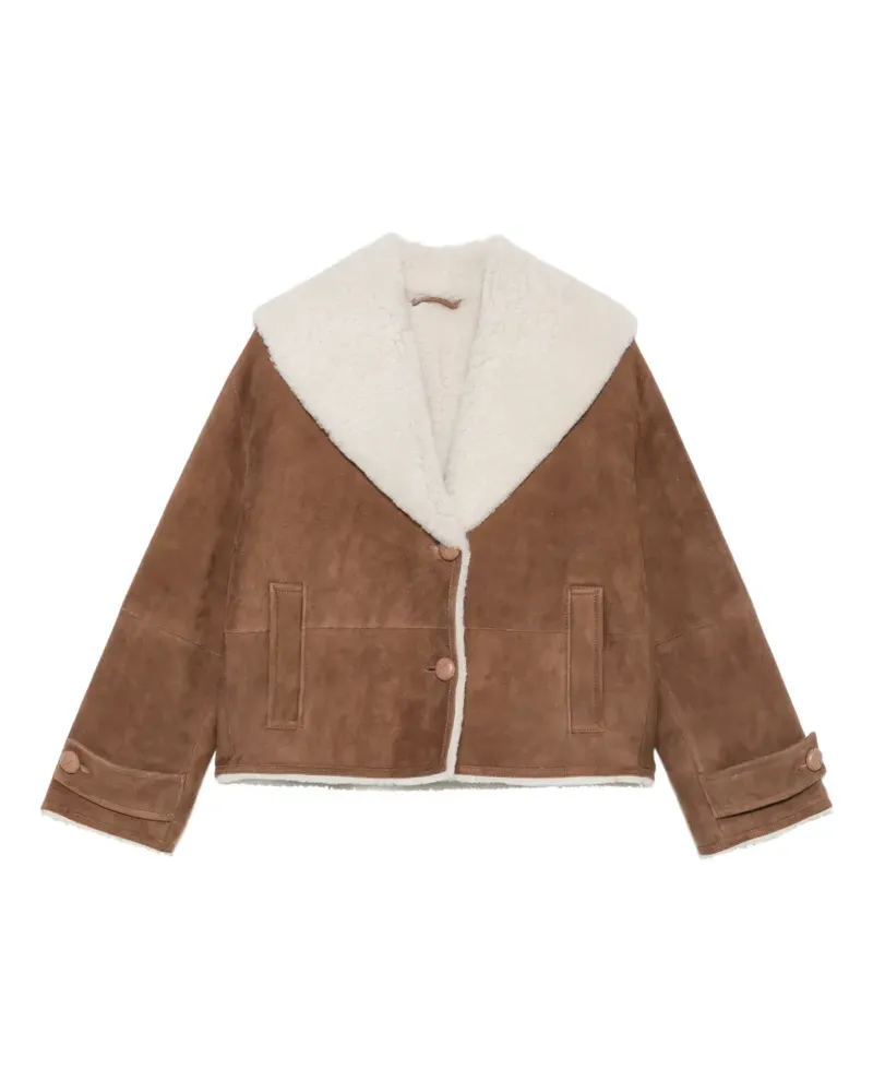 Manzoni 24 Wildlederjacke mit Shearling-Kragen - Braun Braun