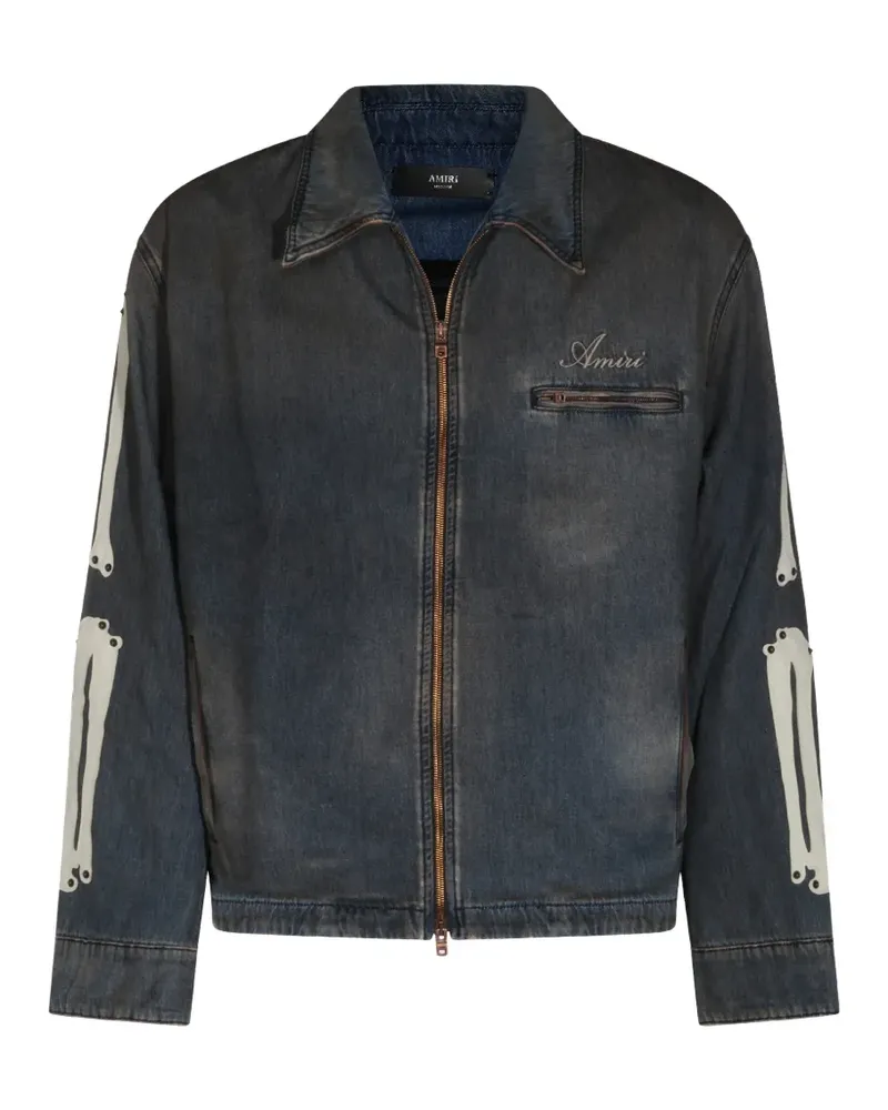Amiri Skels leather-patch denim jacket - Blau Blau