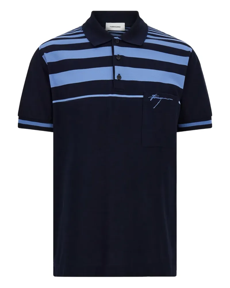 Ferragamo Gestreiftes Poloshirt - Blau Blau